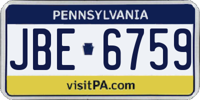 PA license plate JBE6759