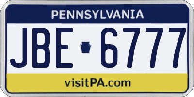 PA license plate JBE6777