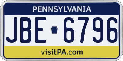 PA license plate JBE6796
