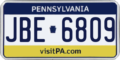 PA license plate JBE6809