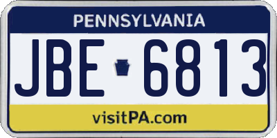 PA license plate JBE6813