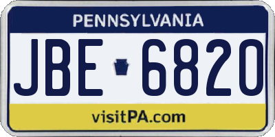 PA license plate JBE6820