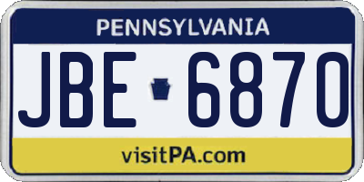 PA license plate JBE6870