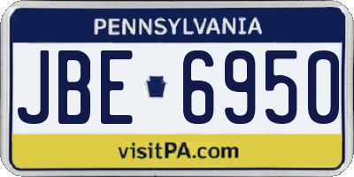PA license plate JBE6950