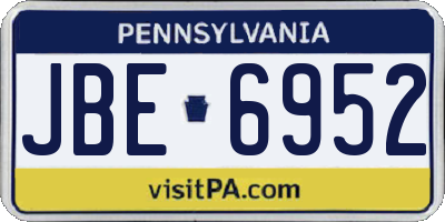 PA license plate JBE6952