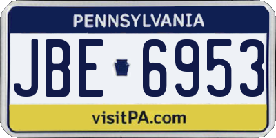 PA license plate JBE6953