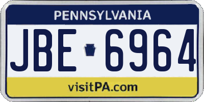 PA license plate JBE6964