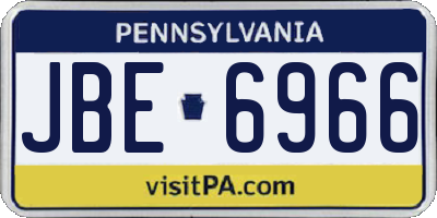 PA license plate JBE6966