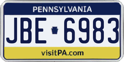 PA license plate JBE6983