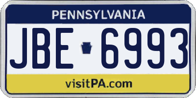 PA license plate JBE6993