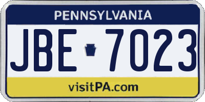 PA license plate JBE7023