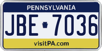PA license plate JBE7036