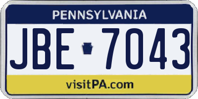 PA license plate JBE7043