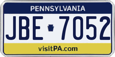 PA license plate JBE7052