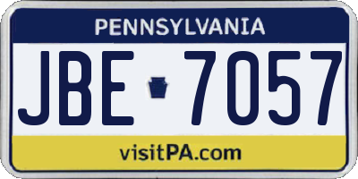PA license plate JBE7057