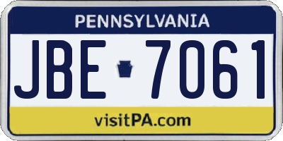 PA license plate JBE7061