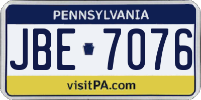 PA license plate JBE7076