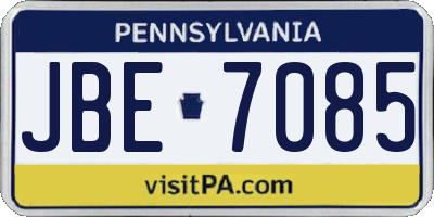 PA license plate JBE7085