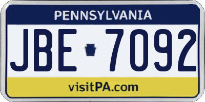 PA license plate JBE7092
