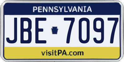 PA license plate JBE7097