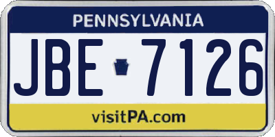 PA license plate JBE7126