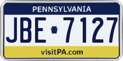 PA license plate JBE7127