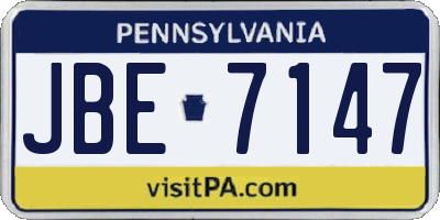 PA license plate JBE7147