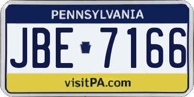 PA license plate JBE7166