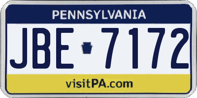 PA license plate JBE7172