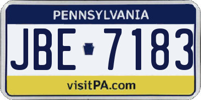 PA license plate JBE7183