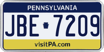 PA license plate JBE7209