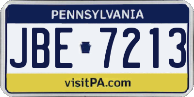 PA license plate JBE7213