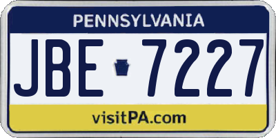PA license plate JBE7227