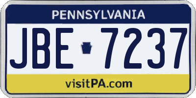 PA license plate JBE7237