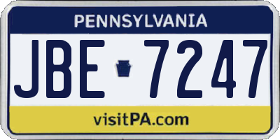 PA license plate JBE7247