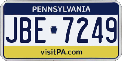 PA license plate JBE7249