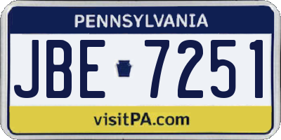 PA license plate JBE7251