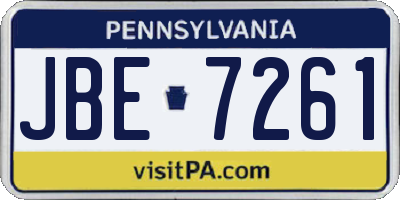 PA license plate JBE7261