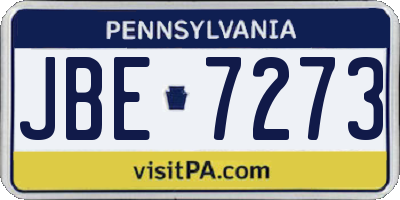 PA license plate JBE7273