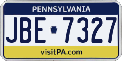 PA license plate JBE7327