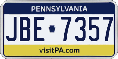 PA license plate JBE7357