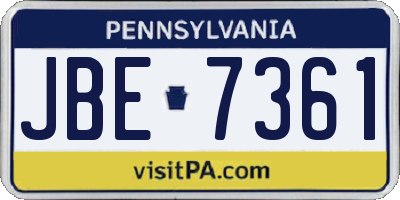 PA license plate JBE7361