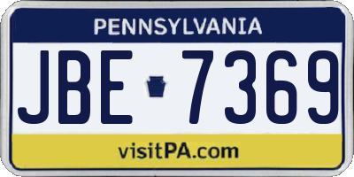PA license plate JBE7369