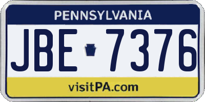 PA license plate JBE7376