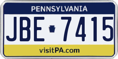 PA license plate JBE7415