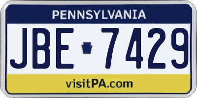 PA license plate JBE7429
