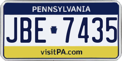 PA license plate JBE7435