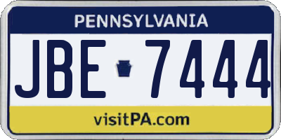 PA license plate JBE7444