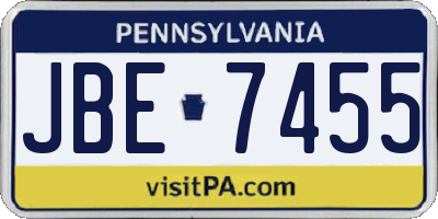 PA license plate JBE7455