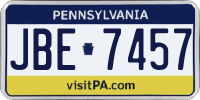 PA license plate JBE7457